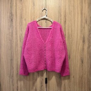 Sezane Susanna V-Neck Pink Sweater
